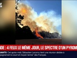 Replay BFM Première - 4 incendies simultanés signalés en Gironde, les habitants s'inquiètent de la présence d'un pyromane