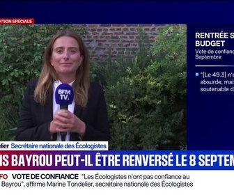 Replay 20H BFM - Vote de confiance du 8 septembre: Il faut nous laisser gouverner, affirme Marine Tondelier, secrétaire nationale des Écologistes