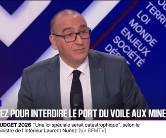 Replay BFM Politique - Une mesure trop stigmatisante: Laurent Nuñez n'est pas favorable à l'interdiction du port du voile pour les mineures dans l'espace public