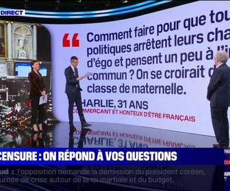 Replay Comment faire pour que tous ces politiques arrêtent leurs chamailleries et pensent à l'intérêt commun? BFMTV répond à vos questions sur la motion de censure