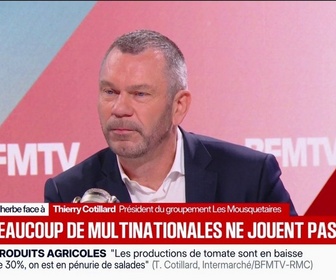 Replay Face à Face - Inflation: Beaucoup de multinationales ne jouent pas le jeu, juge Thierry Cotillard, président du groupement Les Mousquetaires