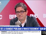 Replay Face à Face - Je peux comprendre qu'il y ait besoin de moins de personnes physiques: Nicolas Dufourcq, directeur général de Bpifrance, réagit à la suppression de 1.800 postes à la Société Générale