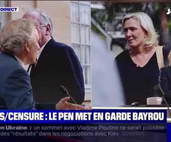Replay BFM Story - Story 3 : Impôts/Censure, Marine Le Pen met en garde François Bayrou - 30/05