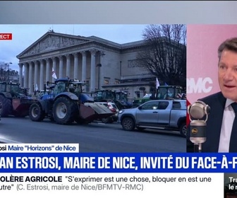 Replay Face à Face - Mobilisation agricole: S'exprimer est une chose, bloquer en est une autre, estime Christian Estrosi, maire Horizons de Nice