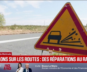 Replay BFM Première - Le gravillonnage des routes, une technique de réparation économique, mais qui endommage les véhicules et peut mettre les usagers en danger