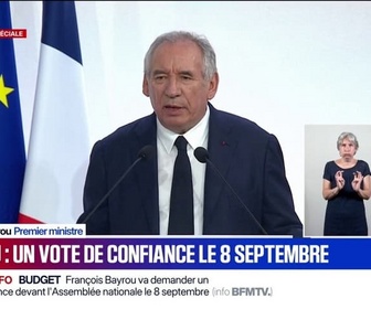 Replay 20H BFM - L'avis des Français sur le vote de confiance proposé par François Bayrou le 8 septembre prochain