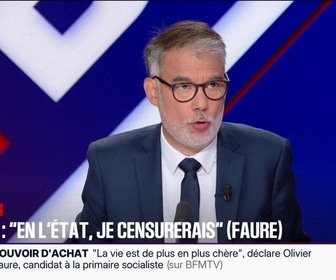 Replay BFM Politique - Budget: Si la copie est conforme aux pistes, à la fin, je censurerai, affirme Olivier Faure, premier secrétaire du Parti socialiste et candidat à la primaire Socialiste