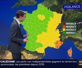 Replay BFM Première - 5 départements en vigilance orange canicule, les températures baissent nettement dans l'Est de la France