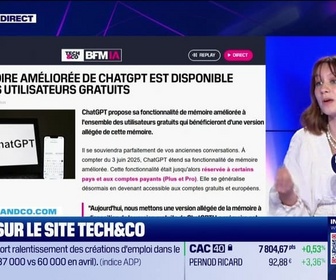 Replay Tech & Co, la quotidienne - À lire sur le site Tech&Co : La mémoire améliorée de ChatGPT est disponible pour les utilisateurs gratuits, par Salomé Ferraris - 04/06