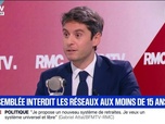 Replay Face à Face - Je crois que j'étais l'un des premiers à dire qu'il fallait interdire les réseaux aux moins de 15 ans, déclare Gabriel Attal, secrétaire général du parti Renaissance