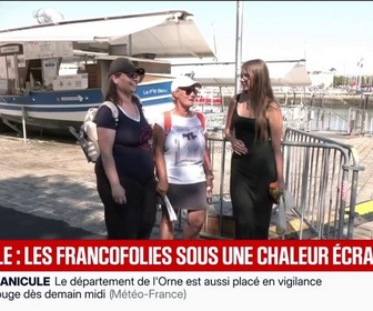 Replay BFM Première - Canicule: à La Rochelle, les festivaliers se préparent à une chaleur écrasante lors des Francofolies