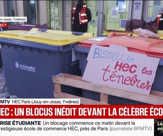 Replay BFM Première - Colère lycéenne: les étudiants de HEC Paris bloquent l'entrée de l'école de commerce