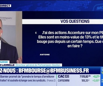 Replay BFM Bourse - Culture Bourse : J'ai des actions Accenture sur mon PEA. Elles sont en moins-value de 13% et le titre ne bouge pas depuis un certain temps. Que dois-je en faire ? par Julie Cohen-Heurton - 23/09