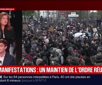 Replay BFM Grand Soir - Manifestations calmes, tensions en fin de cortège - 24/10