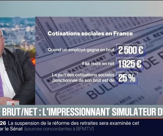 Replay BFM Première - BFM éco : Salaire brut/net, l'impressionnant simulateur du Medef - 25/11