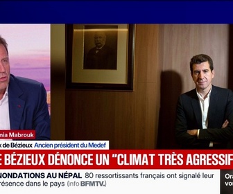 Replay 100% Mabrouk - Côté LFI, et pour une partie de la gauche, il y a un climat anti-entreprise, estime Geoffroy Roux de Bézieux, ancien président du Medef