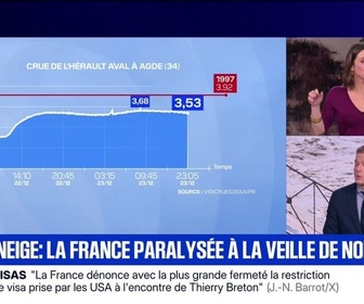 Replay BFM Grand Soir - Crues, neige : la France paralysée à la veille de Noël ? - 23/12