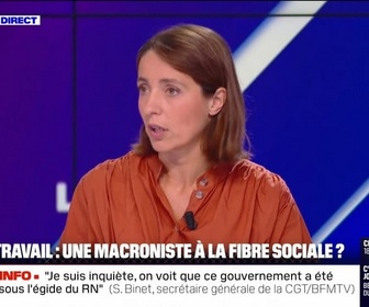 Replay BFM Politique - Je suis inquiète, on voit que ce gouvernement a été composé sous l'égide du Rassemblement national, Sophie Binet - 22/09