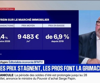 Replay BFM Première - Coup de frein sur le marché immobilier: les prix stagnent, les transactions baissent