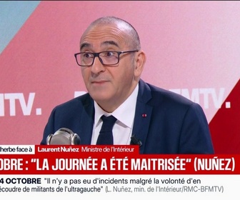 Replay Face à Face - Manifestations du 24 octobre: Laurent Nuñez, ministre de l'Intérieur, annonce 1.435 interpellations sur tout le territoire