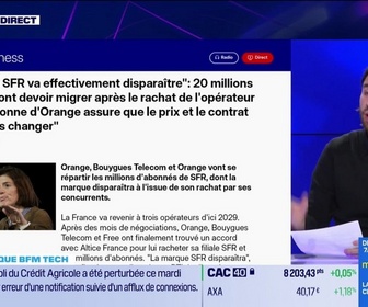 Replay Tech & Co, la quotidienne - À lire sur le site Tech&Co : La marque SFR va disparaître : 20 millions de clients vont devoir migrer après le rachat de l'opérateur mais la patronne d'Orange assure que le prix et le contrat ne vo
