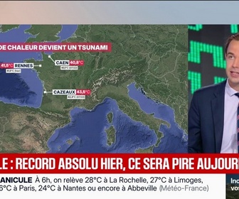 Replay BFM Première - Canicule: des records absolus ont été battus ce mardi en France, et ce devrait être pire ce mercredi