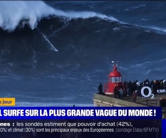 Replay L'image du jour - L'incroyable exploit de ce surfeur allemand sur une vague de plus de 28 mètres au Portugal