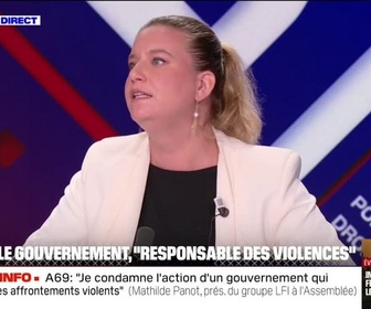 Replay BFM Politique - Manifestation contre l'A69: Je ne suis pas d'accord avec le fait qu'on vienne avec des haches et des boules de pétanque, souligne Mathilde Panot (LFI)