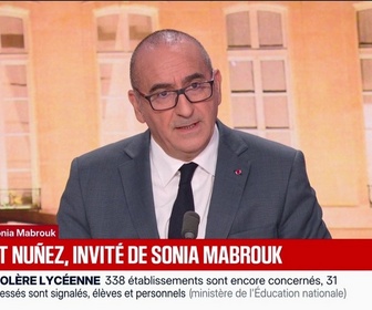 Replay 100% Mabrouk - Blocage des lycées: Il y a eu 7 jets d'acide chlorhydrique sur les forces de l'ordre, affirme Laurent Nuñez, ministre de l'Intérieur